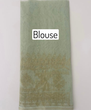 Masterpiece Authentic Dhakai Jamdani Muslin Saree from Bangladesh | Handwoven | Light Sage Green | Ships from California
